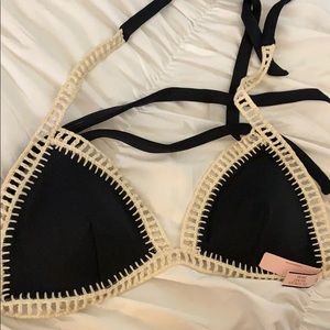 BNWT VS black and crochet bikini top